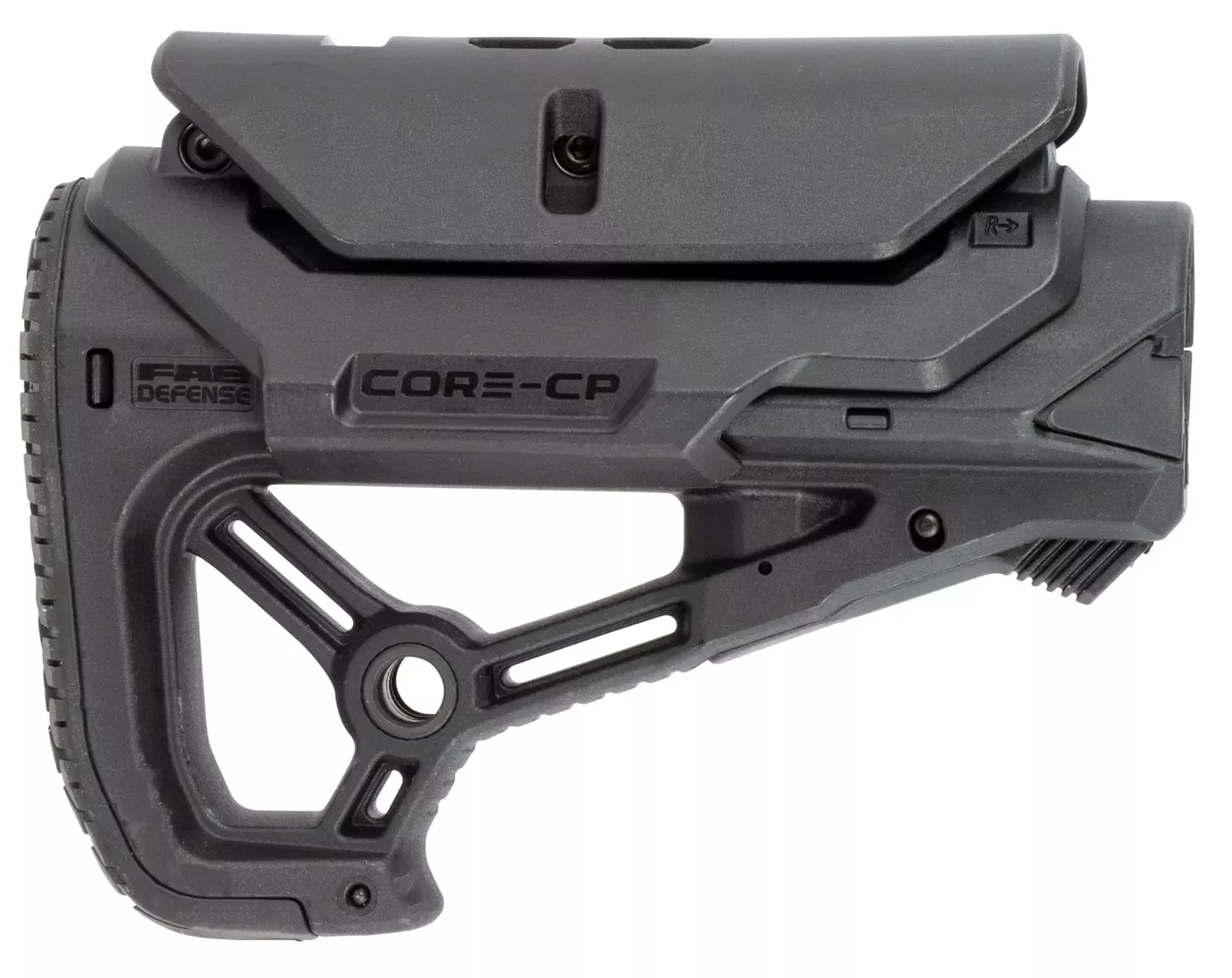 FAB Defense GL-Core S CP Buttstock Adjustable Cheekrest Matte Black Synthetic