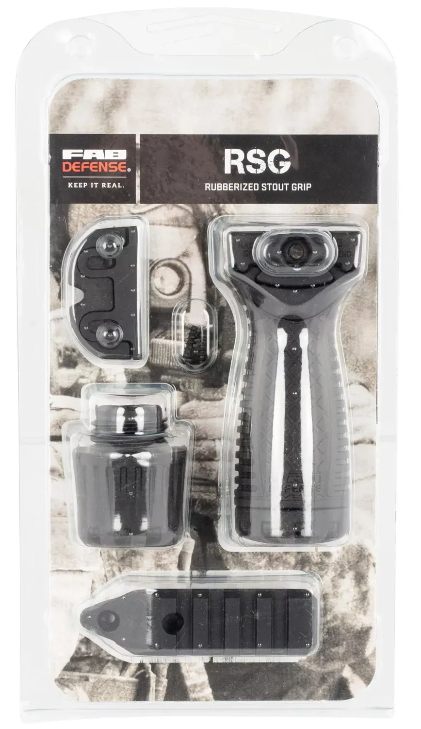 FAB Defense RSG Stout Grip Ribbed Black Polymer