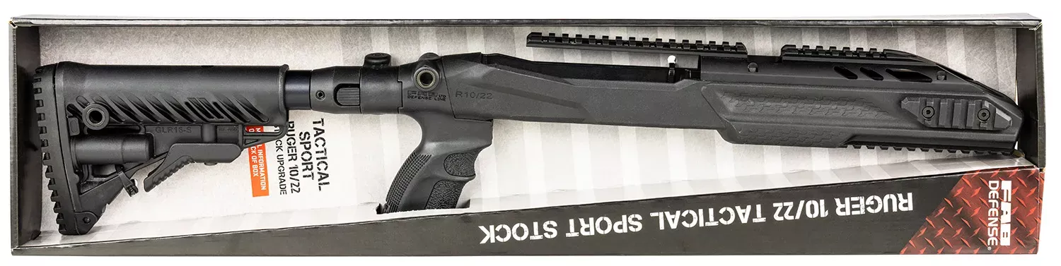 FAB DefenseM4 Buttstock Collapsible Left Side Folding Matte Black Synthetic for Ruger 10/22