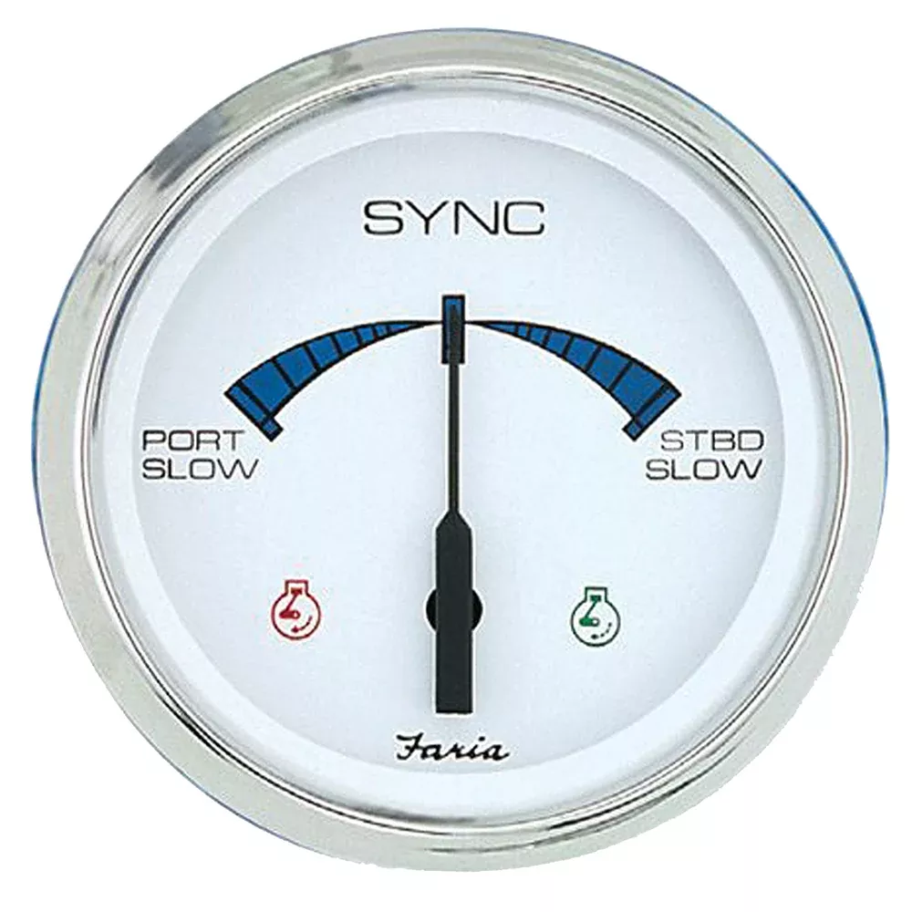 Faria 4″ Chesapeake SS White Engine Synchronizer – Dual GasVar Ratio Alt Diesel [33801]