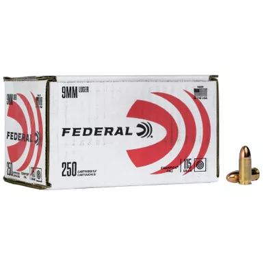 Federal C9115A250 9mm 115 Grain FMJ 250 Rounds