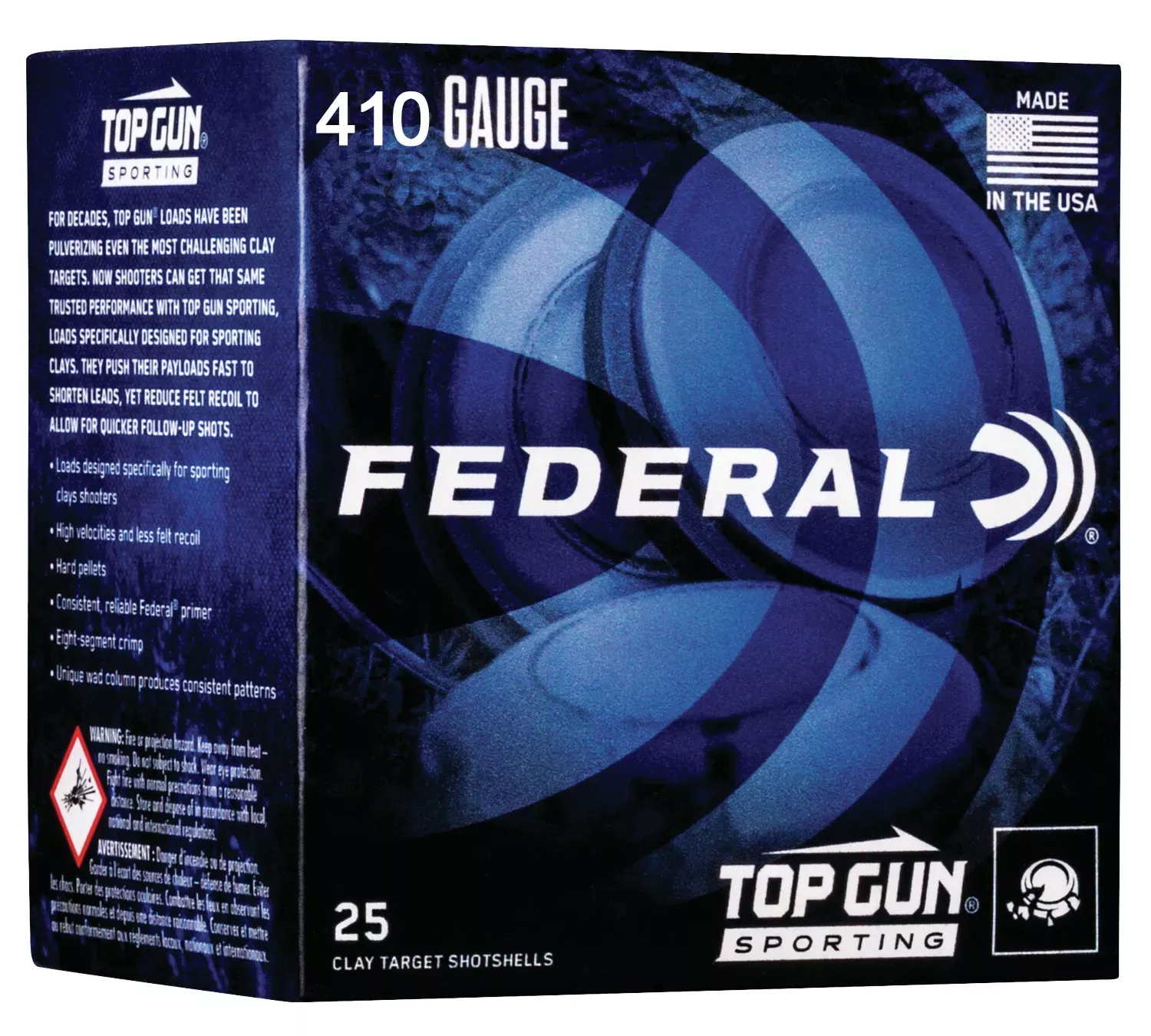Federal Top Gun Sporting 410 Ga 2.75″ 1/2 oz 1330 fps #9 25/Box