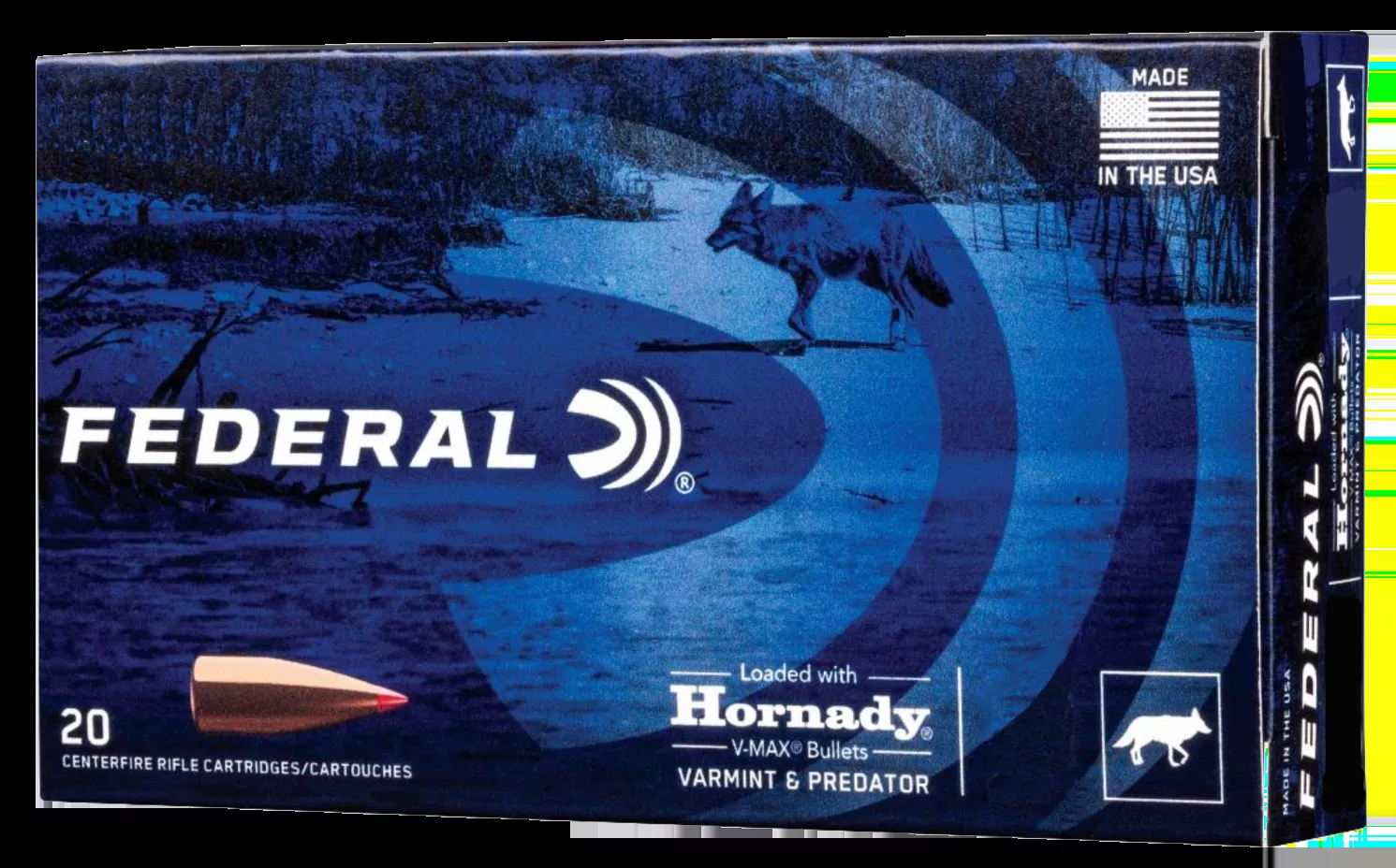 Federal Varmint & Predator 22-250 Rem 55 Gr. Hornady V-Max (VMX) 20/Box