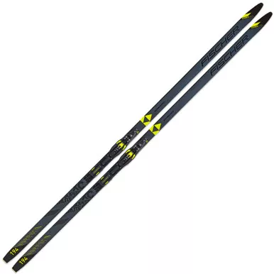 FISCHER Superlite Crown EF 199 Skis With Control Step-In IFP Black/Yellow XC Binding