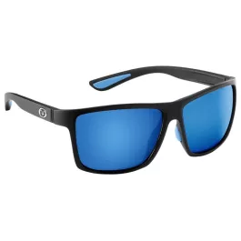 Flying Fisherman Polarized Sunglasses Baysider Series - Matte Black Frame - Smoke Blue Mirror Lens