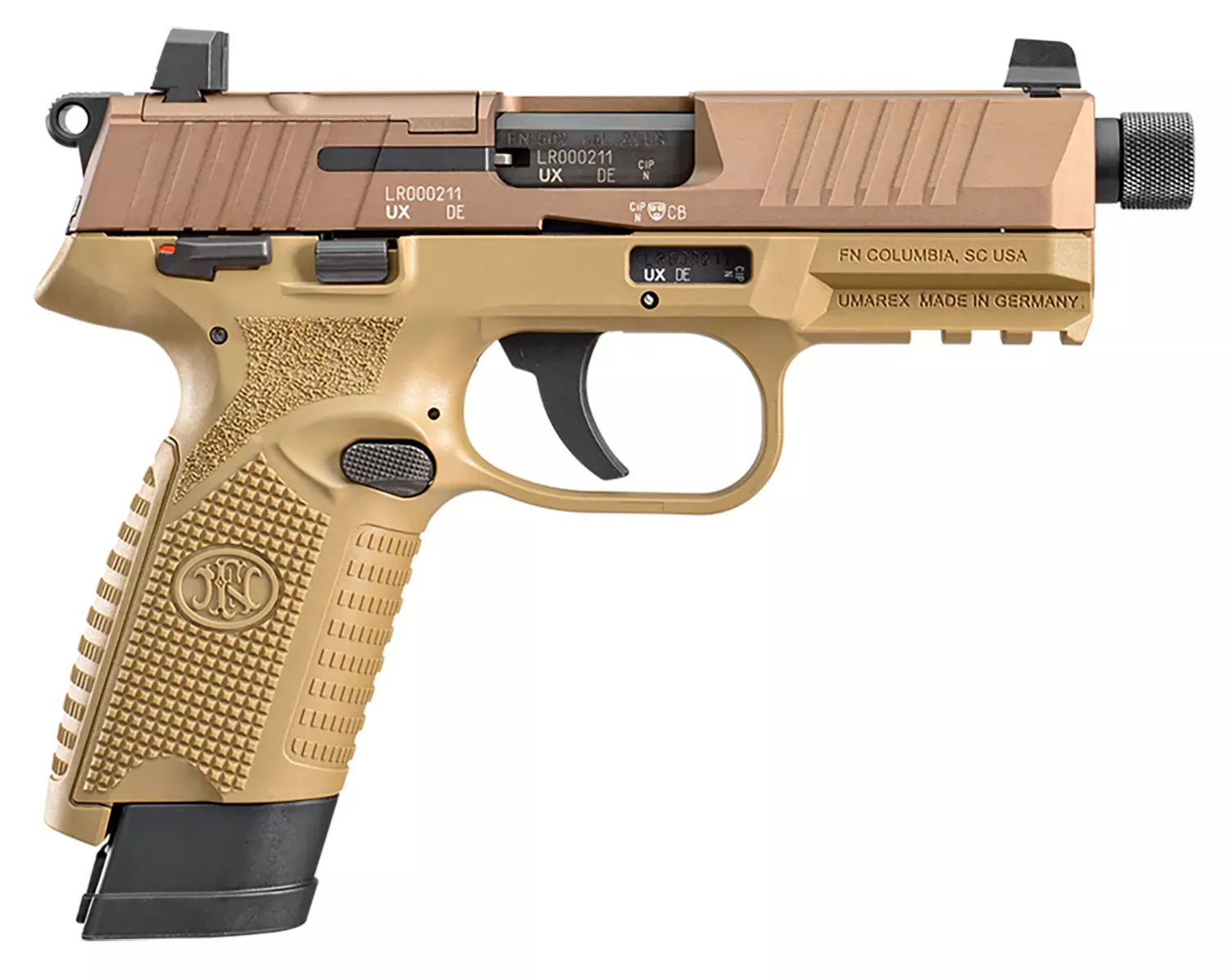 FN 502 Tactical 22LR Pistol 4.6″ 10+1 FDE