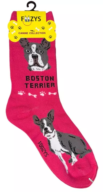 Foozys Ladies Boston Terrier Dog Socks #FCC-05