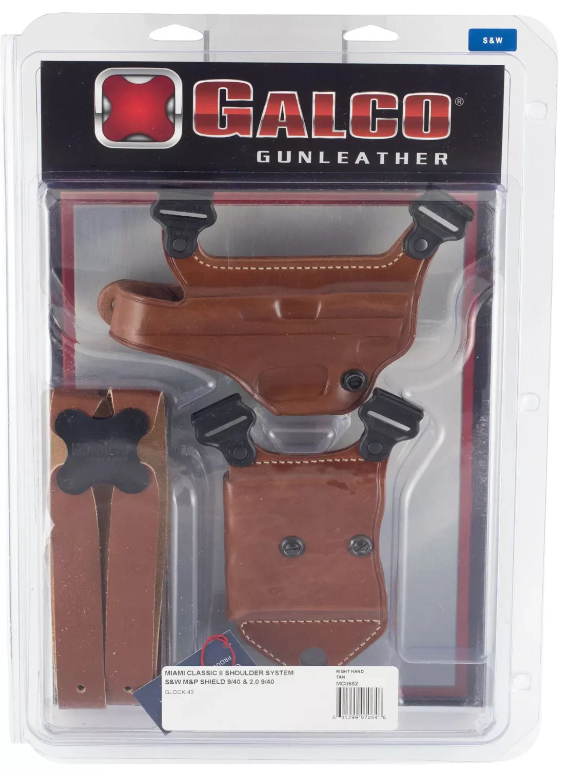 Galco Miami Classic II Shoulder System Tan Leather S&W Shield 3″ 9/40 RH