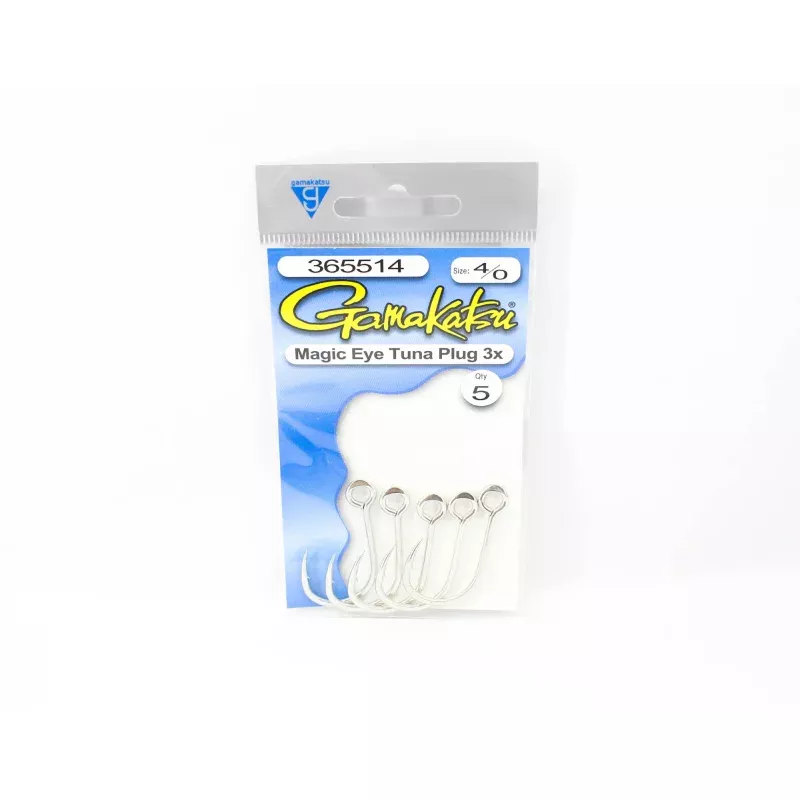 Gamakatsu 365514 Tuna Plug Magic Eye Hook 3X Size 4/0 , 5 per pack (3076)