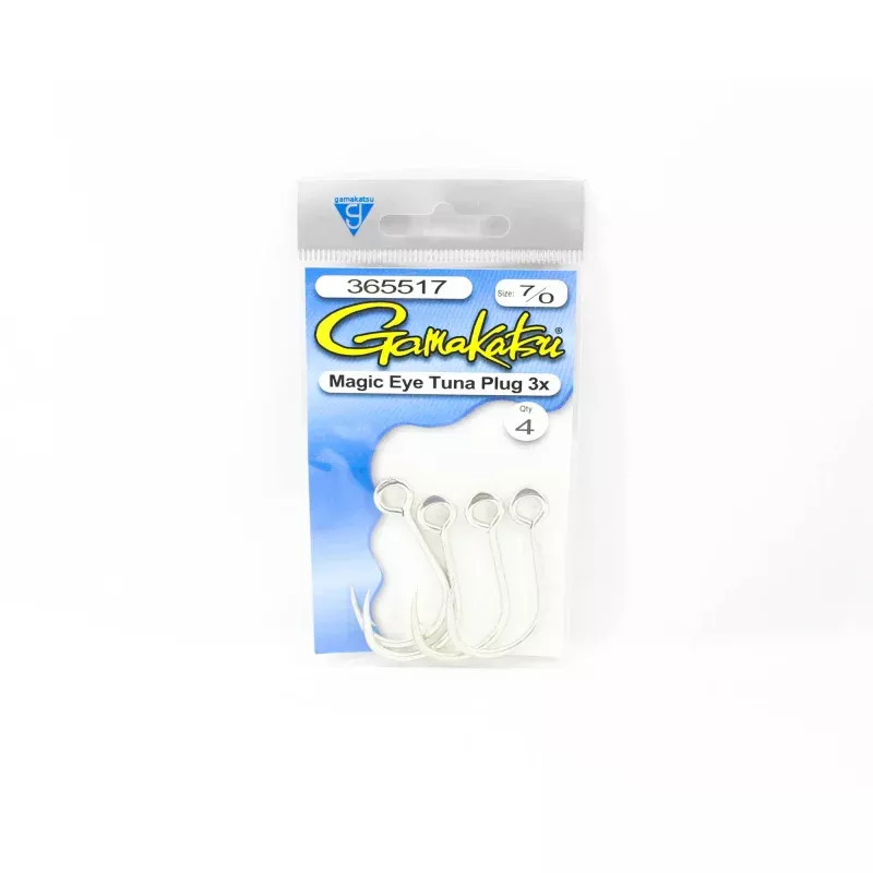 Gamakatsu 365517 Tuna Plug Magic Eye Hook 3X Size 7/0 , 4 per pack (3106)