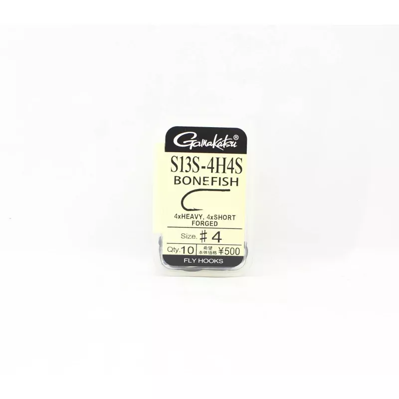 Gamakatsu 67010 S13S-4H4S 4X Bonefish Fly Hook Black Size 4 ,10/pack (1384)