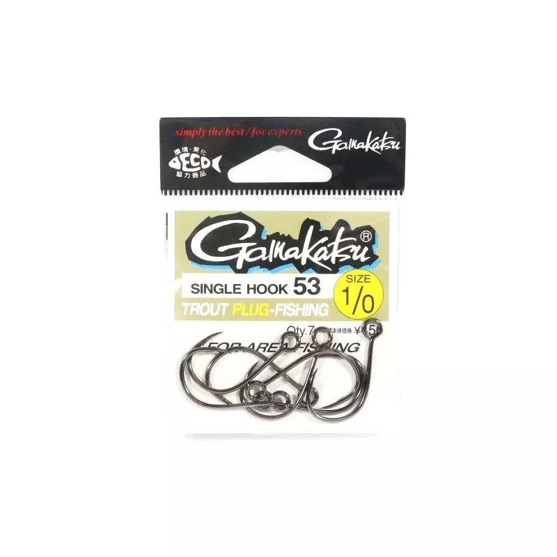 Gamakatsu 67505 Single Hook 53 Light Plugging Lure Hook 1/0 (8307)