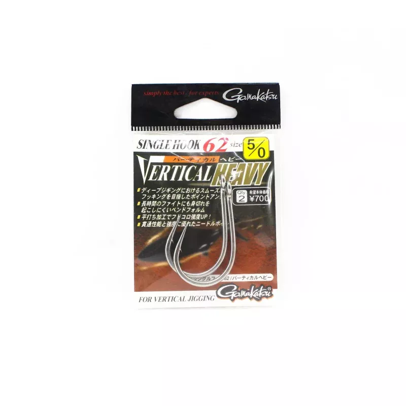 Gamakatsu 67506 Single Hook 62 Vertical Heavy Jigging Hook Size 5/0 (9333)