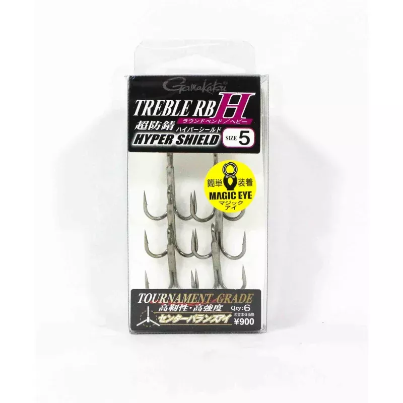 Gamakatsu 67554 Treble Hook RB H Hyper Shield Size 5 ,6 Per pack (9243)