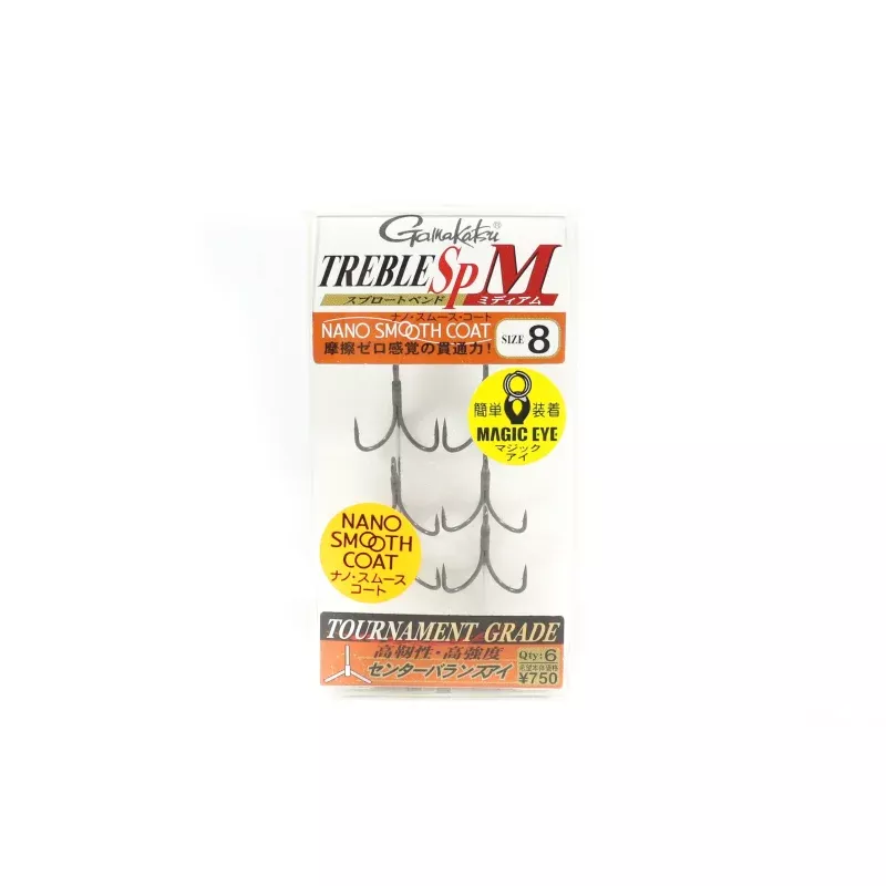 Gamakatsu 68450 Treble Hook SP M Nano Coat Size 8 (4721)