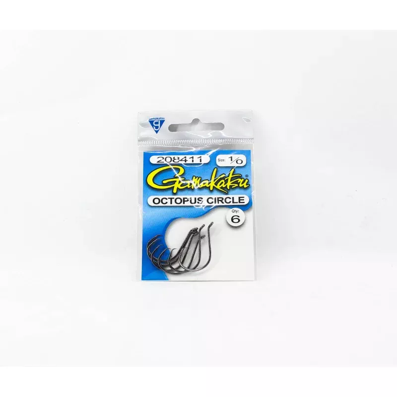 Gamakatsu Octopus Hook Circle Black Size 1/0 , 6 Per pack (1076)