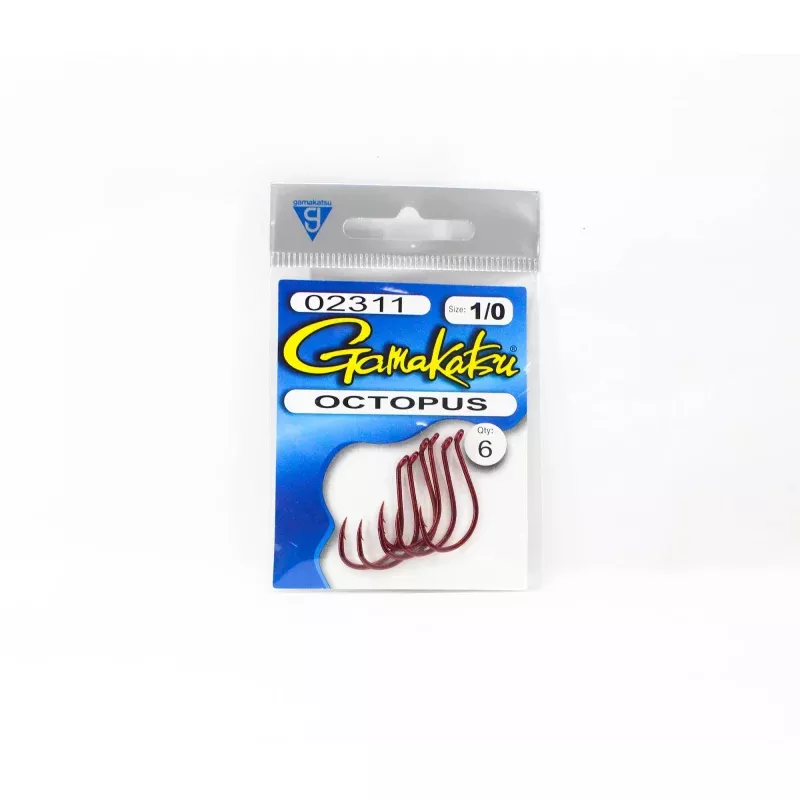 Gamakatsu Octopus Hook Red Size 1/0 ,6 Per pack (1200)