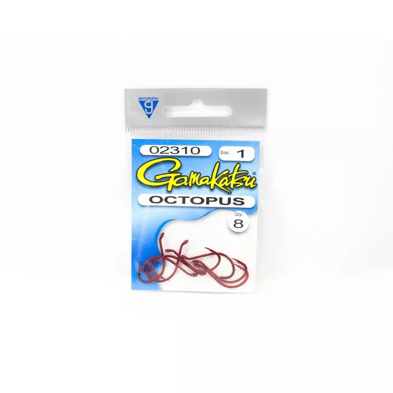 Gamakatsu Octopus Hook Red Size 1 ,8 Per pack (1125)