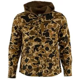 Gamehide Men’s Deer Camp Hooded Shirt Jacket – Classic Brown Camo – M