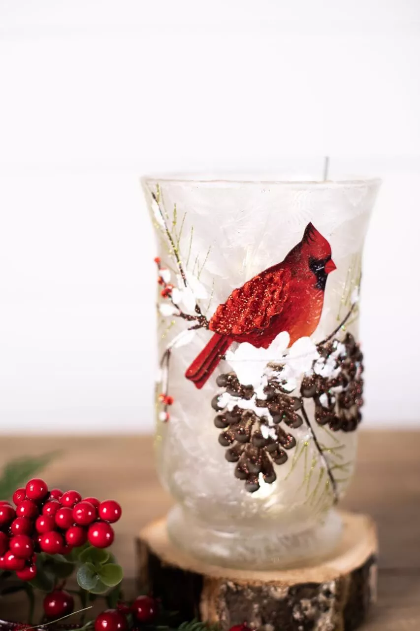 Ganz 8” Glass Cardinal Vase #LLX1262