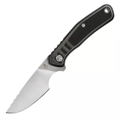 Gerber Downwind Black Fixed Blade Caper, Plain Edge, Drop Point, Waxed Canvas Sheath