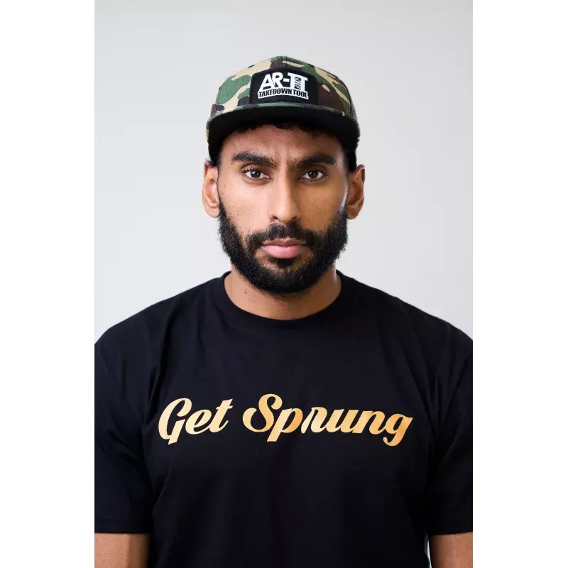 GET SPRUNG Original Version 1 black and bronze unisex t-shirt custom tri-blend by AR-TT