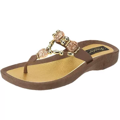 GRANDCO Womens Expression Thong Brown Sandal (25542E-LD-BR)