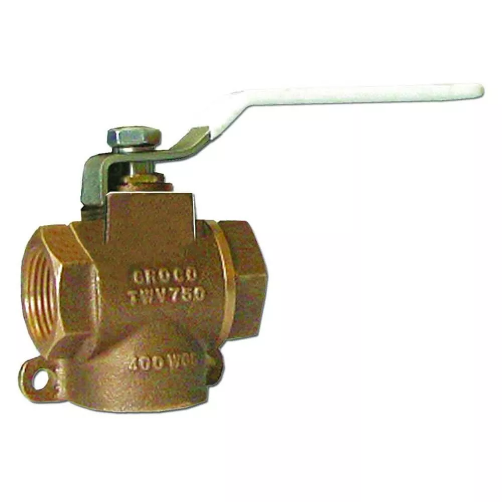 GROCO 1/2" NPT Bronze 3-Way Valve - TWV-500