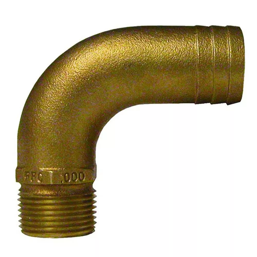 GROCO 1/2" NPT x 3/4" ID Bronze Full Flow 90° Elbow Pipe to Hose Fitting - FFC-500
