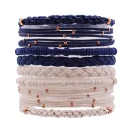 Gypsea Bands River Hair Tie Bracelets - Blue/Tan