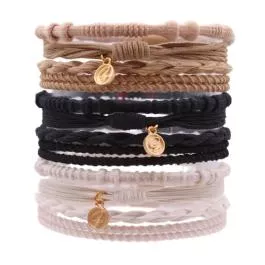 Gypsea Bands Tulum Hair Tie Bracelets – Tan/Black/Lt Brown