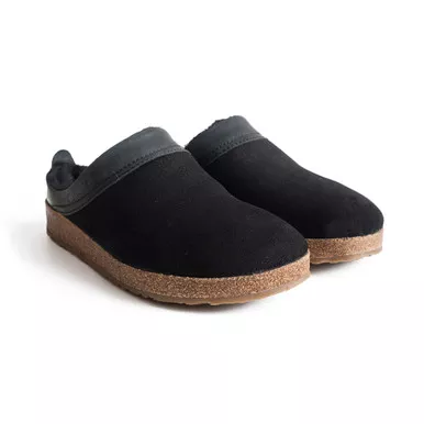 HAFLINGER Women's Snowbird Arch Support Shearling Leather Clogs