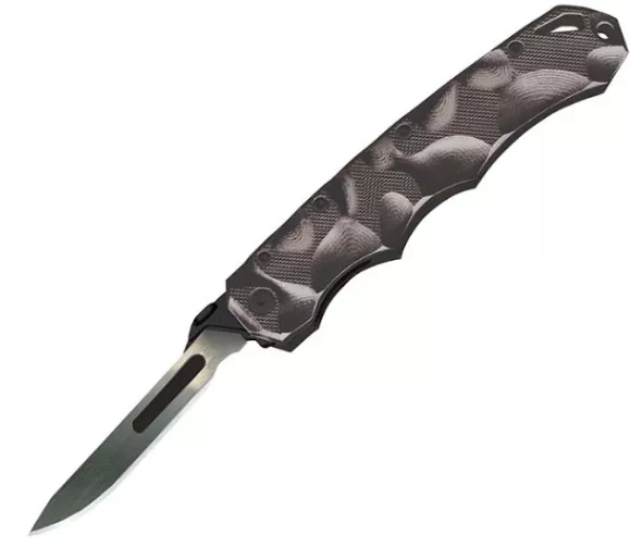 Havalon Piranta Stag Black Folding Knife – Replaceable Blade Hunting & Skinning Knife with Stag Handle