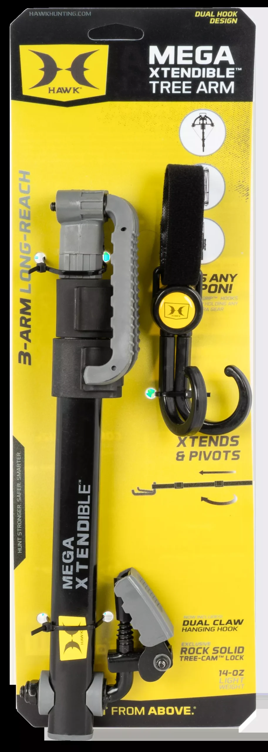 Hawk Mega Xtendible Tree Arm Black Aluminum 12"-25.5"
