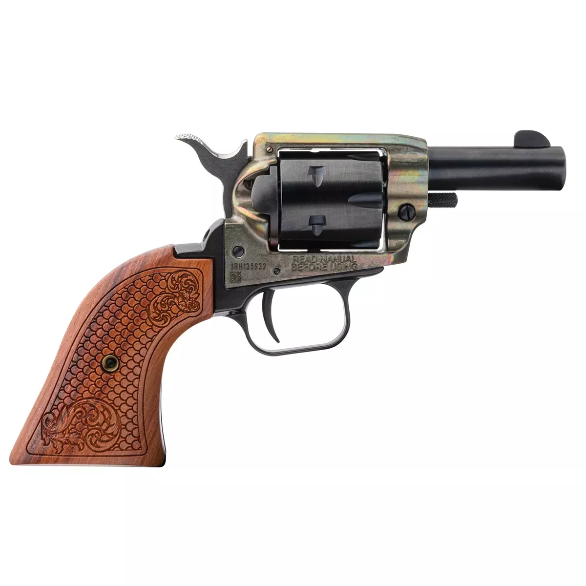 Heritage Barkeep 22 LR Custom Scroll Wood Grips Revolver