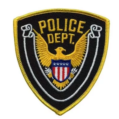 Hero's Pride 10415 Police Dept. Eagle w/ Blank Scroll - Medium Gold Border on Midnight Twill - 4" x 4.38"