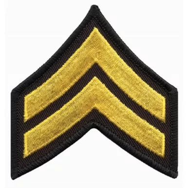Hero's Pride 15404C Corporal Chevrons, Merrowed Border, Medium Gold/Black, 3" Wide, Pairs