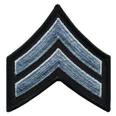 Hero's Pride 15415C Corporal Chevrons, Merrowed Border, Medium Grey/Black, 3" Wide, Pairs