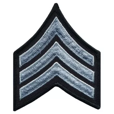 Hero's Pride 15415S Sergeant Chevrons, Merrowed Border, Medium Grey/Black, 3" Wide, Pairs