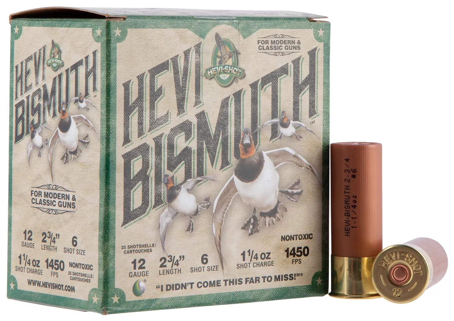HEVI-Shot HEVI-Bismuth 12ga 2.75" 1-1/4oz #6 Bismuth Shot 25 Shells Per Box