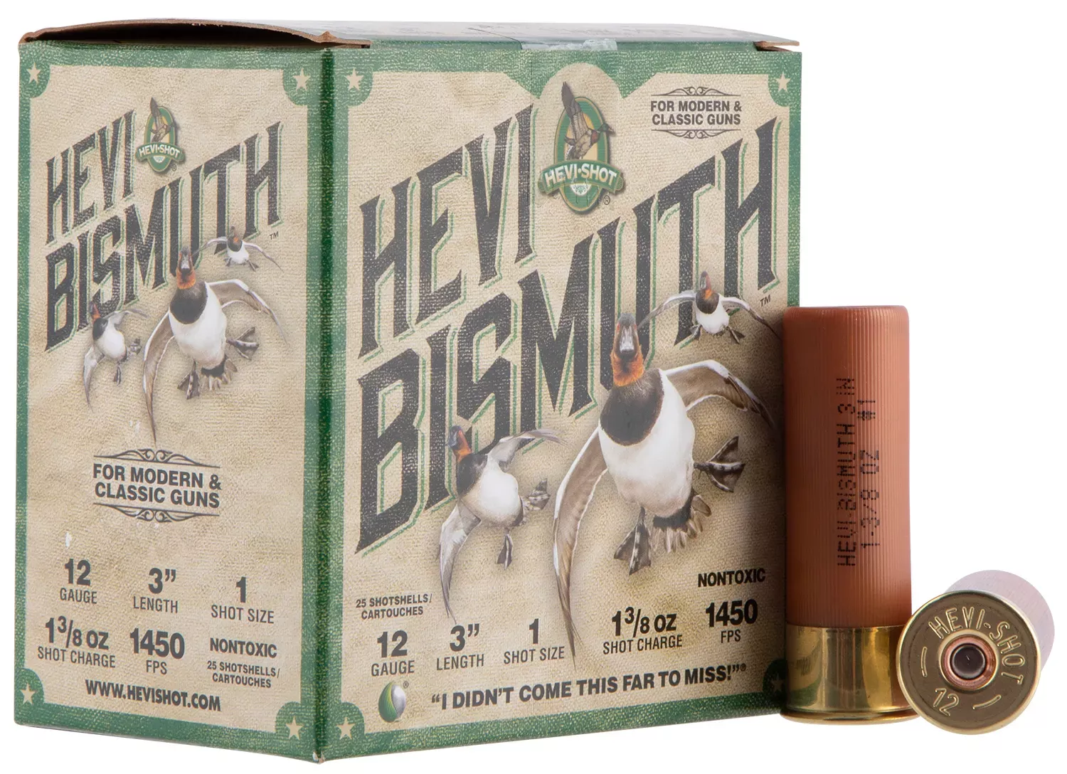 HEVI-Shot HEVI-Bismuth 12ga 3" 1-3/8oz #1 Bismuth Shot 25 Shells Per Box