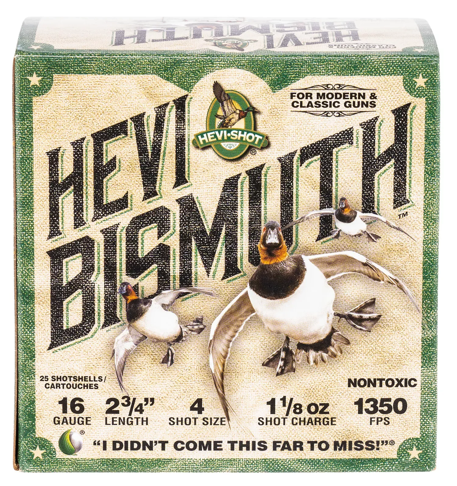 HEVI-Shot HEVI-Bismuth 16ga 2.75" 1-1/8oz #4 Bismuth Shot 25 Shells Per Box