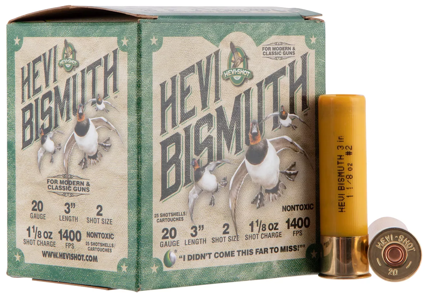 HEVI-Shot HEVI-Bismuth 20ga 3″ 1-1/8oz #2 Bismuth Shot 25 Shells Per Box