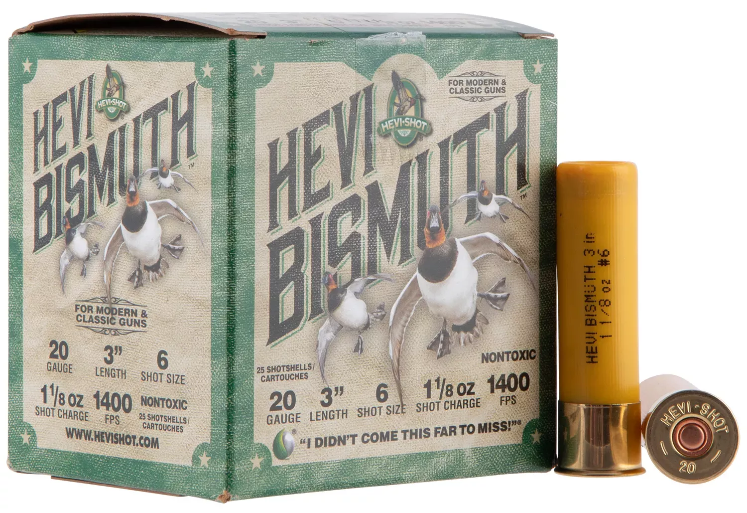 HEVI-Shot HEVI-Bismuth 20ga 3″ 1-1/8oz #6 Bismuth Shot 25 Shells Per Box