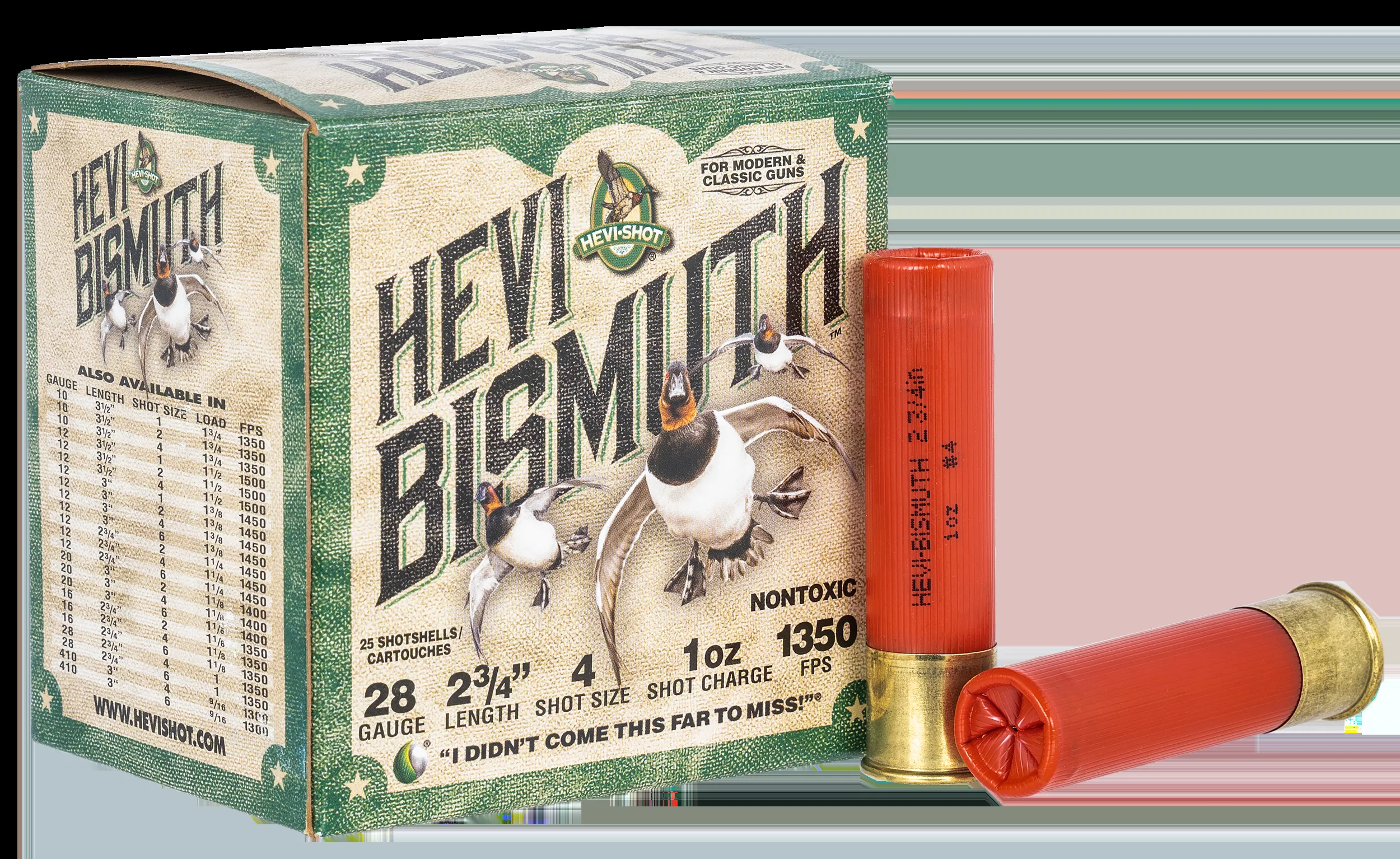 HEVI-Shot Hevi-Bismuth Waterfowl 28ga 2.75" 1oz #4 25rd
