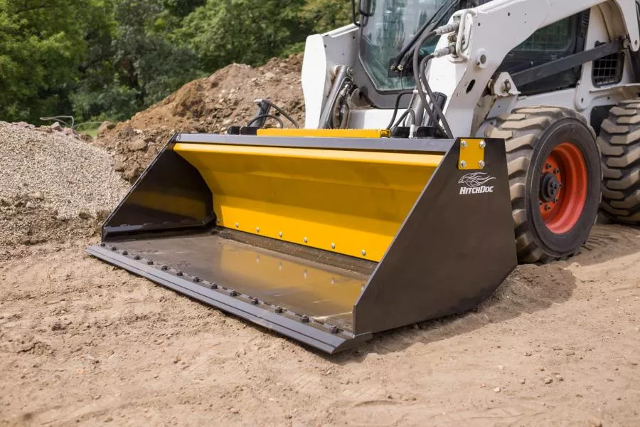 HitchDoc Push-Off Bucket | Model HP068 | Width 68″ inches | Oil Flow Range 12-25 GPM | For Skid Steers