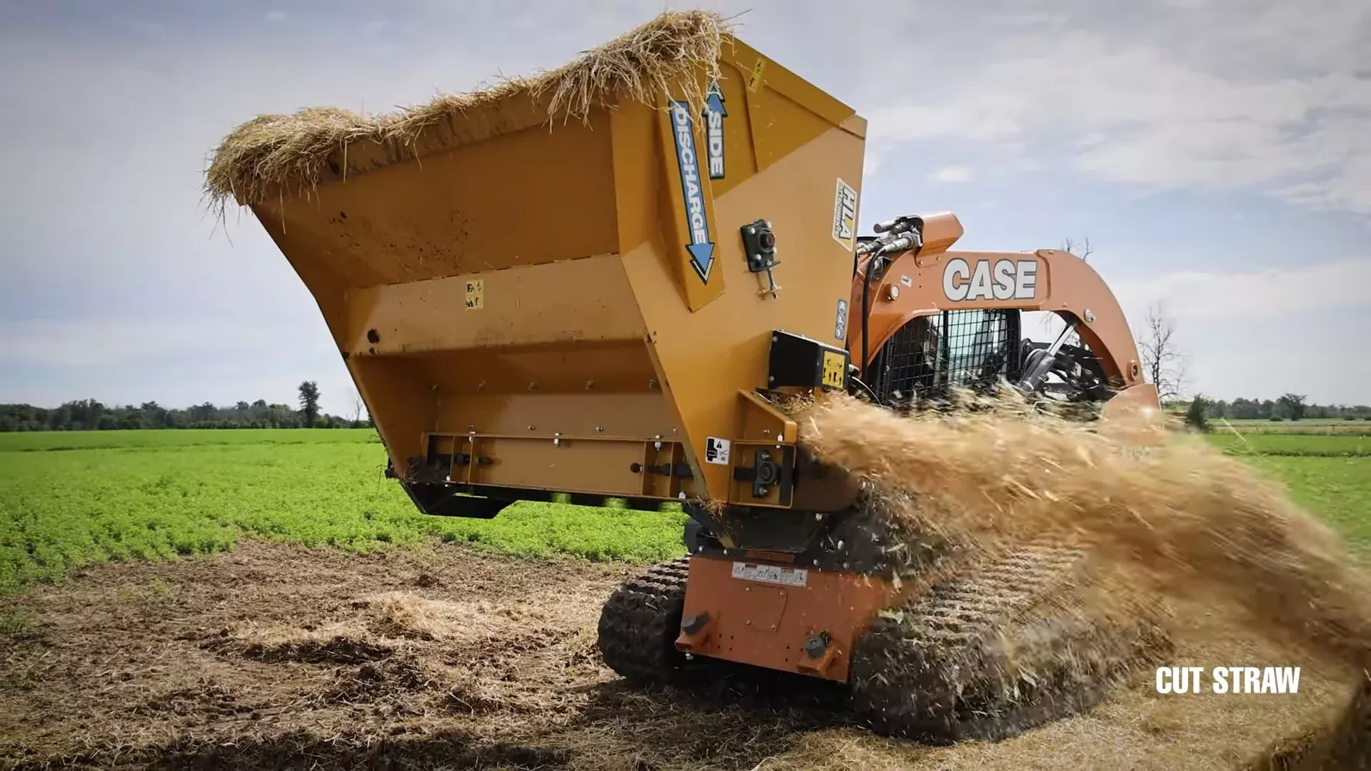 HLA Attachments Side Discharge Straw/Lime Bucket Less Mount |Width60", 72", 84", and 96" | For Skid Steer