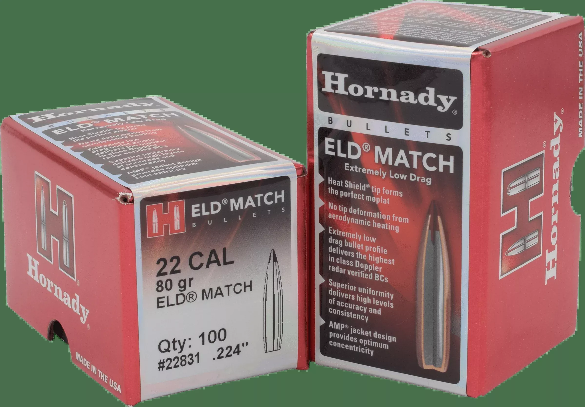 Hornady Eld Match Bullets 22 Cal. .224 80 Gr. Eld Match 100 Box