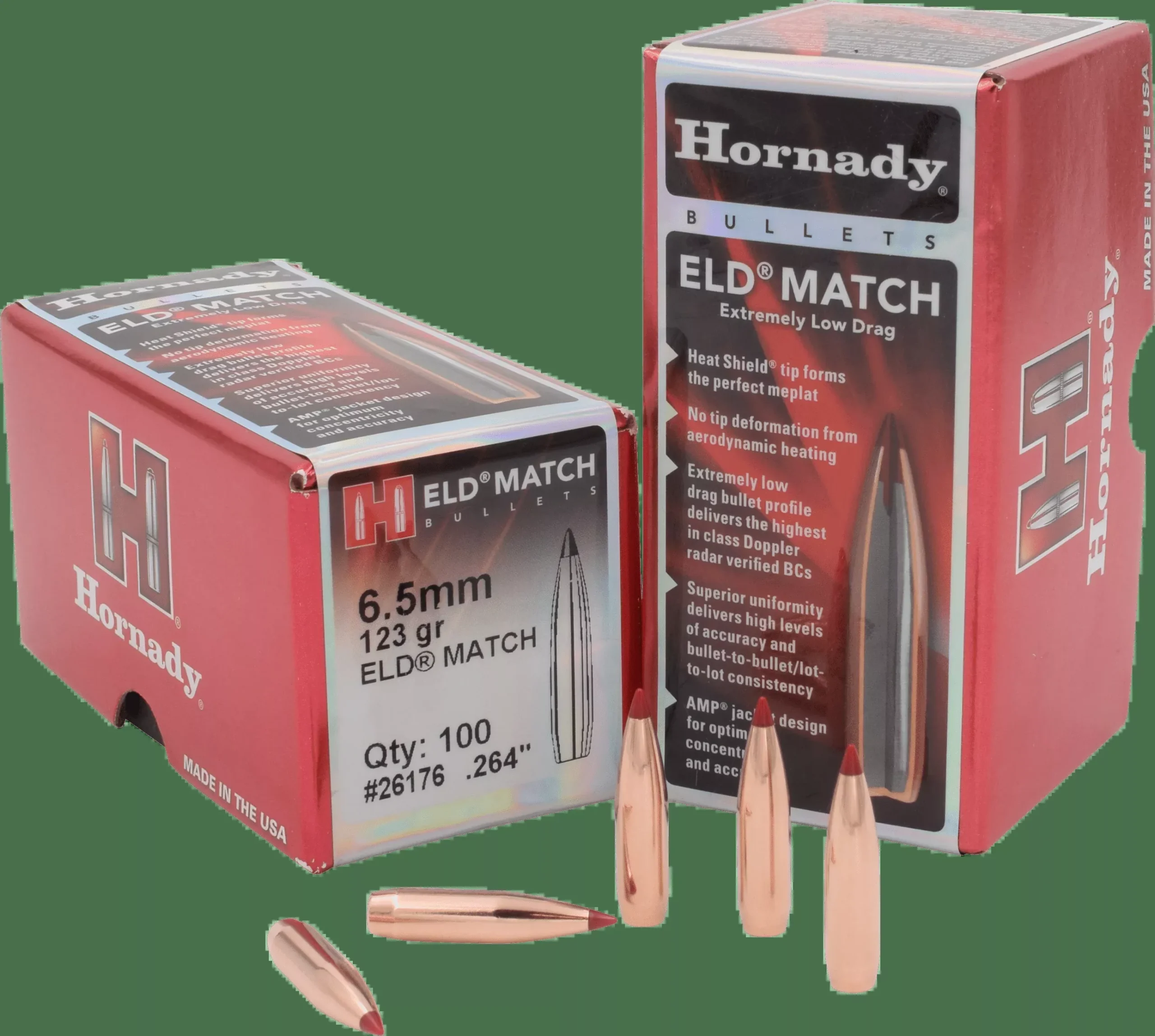 Hornady Eld Match Bullets 6.5mm .264 123 Gr. Eld Match 100 Box