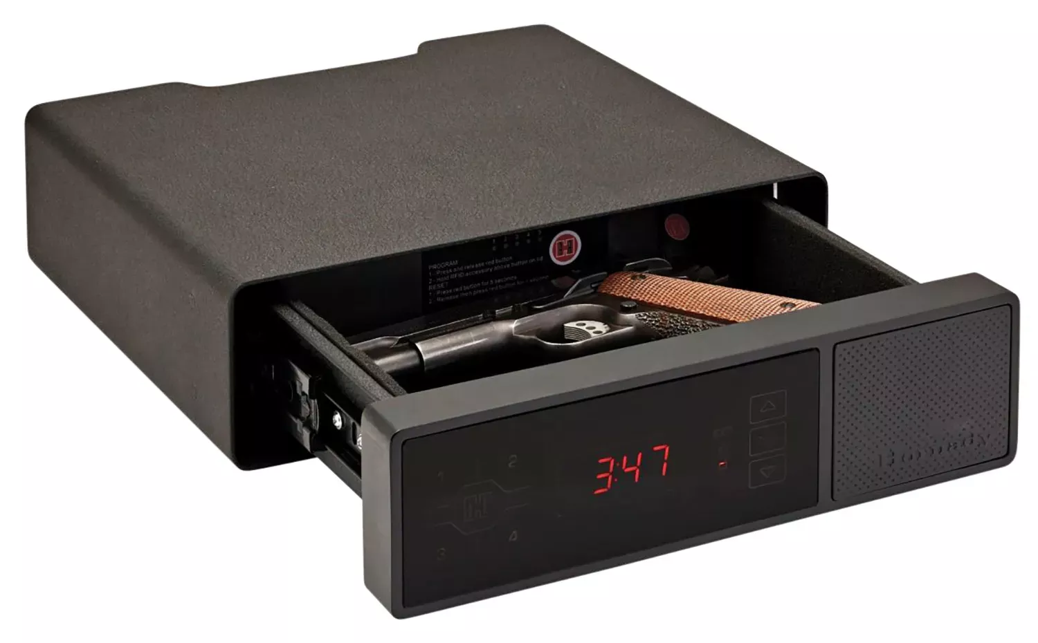 Hornady Rapid Safe Night Guard RFID Access Code Key Entry Black Steel Holds 1 Handgun 3 H x 12″ W x 10.50″ D”